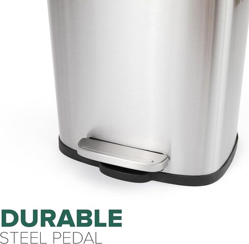 Farberware Kitchen Step On Trash Can, 30 Liter (7.9 Gal) Metal Garbage Bin, Soft-Closing Lid, Fingerprint & Smudge-Resistant, Removable Inner Bucket, Rigid Steel Pedal, Stainless Steel in Saudi Arabia