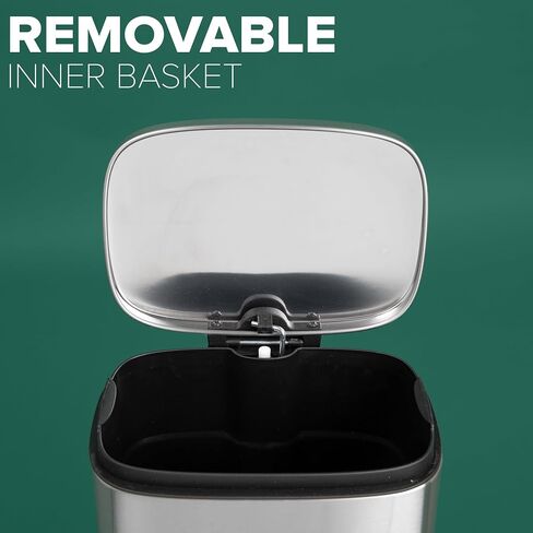 Farberware Kitchen Step On Trash Can, 30 Liter (7.9 Gal) Metal Garbage Bin, Soft-Closing Lid, Fingerprint & Smudge-Resistant, Removable Inner Bucket, Rigid Steel Pedal, Stainless Steel in Saudi Arabia