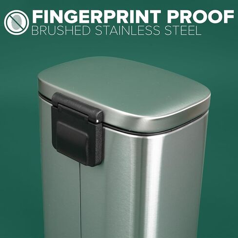 Farberware Kitchen Step On Trash Can, 30 Liter (7.9 Gal) Metal Garbage Bin, Soft-Closing Lid, Fingerprint & Smudge-Resistant, Removable Inner Bucket, Rigid Steel Pedal, Stainless Steel in Saudi Arabia