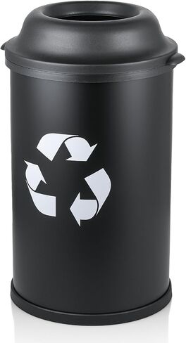 MoNiBloom 13-Gallon Trash Can for Kitchen Bathroom Bedroom Living Room Home Office Dorm Round Fingerprint-Proof Garbage Container Bin with Open-Top for Recycling Black 50-Liter in Saudi Arabia