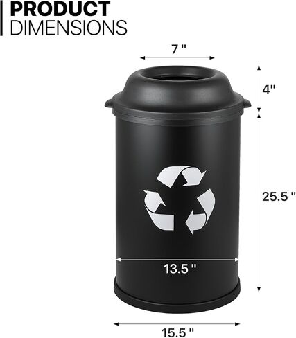 MoNiBloom 13-Gallon Trash Can for Kitchen Bathroom Bedroom Living Room Home Office Dorm Round Fingerprint-Proof Garbage Container Bin with Open-Top for Recycling Black 50-Liter in Saudi Arabia