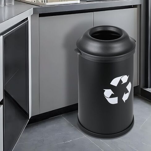 MoNiBloom 13-Gallon Trash Can for Kitchen Bathroom Bedroom Living Room Home Office Dorm Round Fingerprint-Proof Garbage Container Bin with Open-Top for Recycling Black 50-Liter in Saudi Arabia