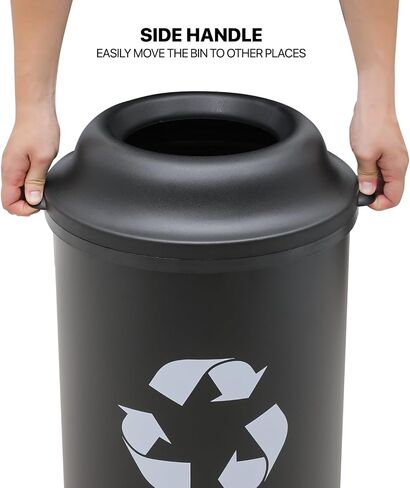 MoNiBloom 13-Gallon Trash Can for Kitchen Bathroom Bedroom Living Room Home Office Dorm Round Fingerprint-Proof Garbage Container Bin with Open-Top for Recycling Black 50-Liter in Saudi Arabia