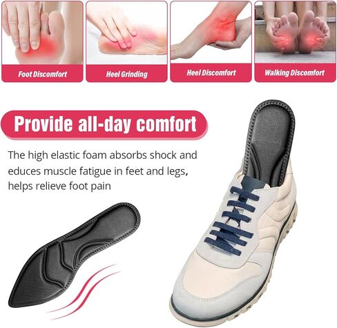 1 Pairs Shoe Insoles Breathable Sponge Shoes Pads Cuttable High Heel Cushions Arch Support Insoles Boot Inserts Foot Cushion for Women Arch Heel Sore (Black, Tip Designs) in Saudi Arabia