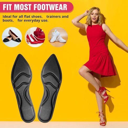 1 Pairs Shoe Insoles Breathable Sponge Shoes Pads Cuttable High Heel Cushions Arch Support Insoles Boot Inserts Foot Cushion for Women Arch Heel Sore (Black, Tip Designs) in Saudi Arabia