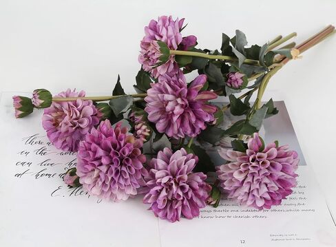 IPOPU Champagne Pink Artificial Dahlias 2 Bouquets Silk Flowers with Stems 19.7" Faux Dahlia Flowers for Home Tables Wedding Centerpieces Bridal Shower Party Decorations (Champagne Pink) in Saudi Arabia
