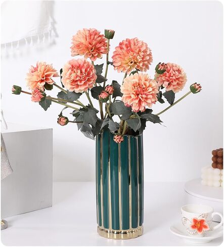 IPOPU Champagne Pink Artificial Dahlias 2 Bouquets Silk Flowers with Stems 19.7" Faux Dahlia Flowers for Home Tables Wedding Centerpieces Bridal Shower Party Decorations (Champagne Pink) in Saudi Arabia