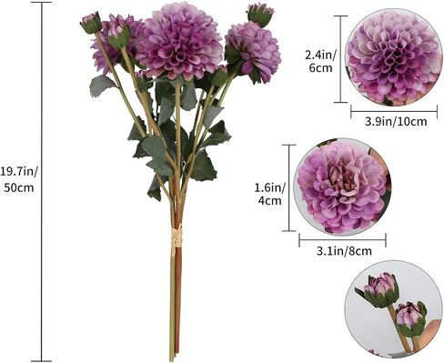 IPOPU Champagne Pink Artificial Dahlias 2 Bouquets Silk Flowers with Stems 19.7" Faux Dahlia Flowers for Home Tables Wedding Centerpieces Bridal Shower Party Decorations (Champagne Pink) in Saudi Arabia