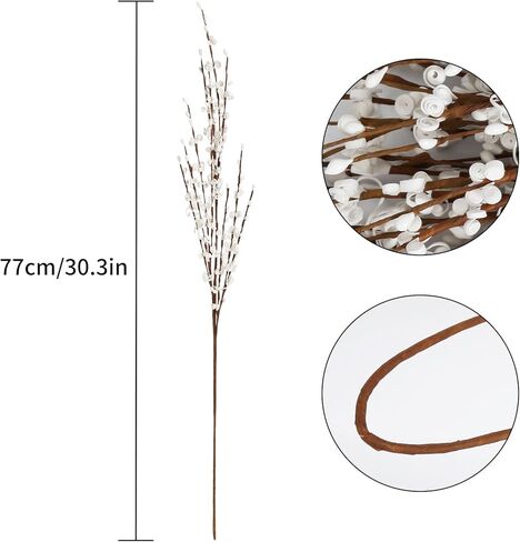 15PCS White Flowers 29.5" Faux Jasmine Flowers Pussy Willow Branches for Vases Wedding Party Home Office Kitchen Decoration(White) in Saudi Arabia