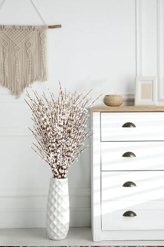 15PCS White Flowers 29.5" Faux Jasmine Flowers Pussy Willow Branches for Vases Wedding Party Home Office Kitchen Decoration(White) in Saudi Arabia
