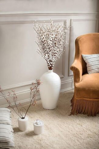 15PCS White Flowers 29.5" Faux Jasmine Flowers Pussy Willow Branches for Vases Wedding Party Home Office Kitchen Decoration(White) in Saudi Arabia