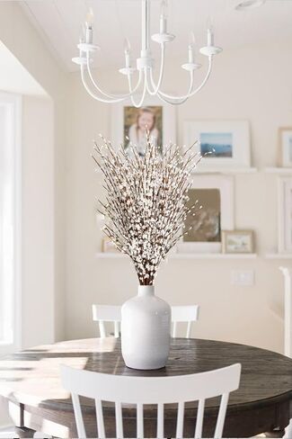15PCS White Flowers 29.5" Faux Jasmine Flowers Pussy Willow Branches for Vases Wedding Party Home Office Kitchen Decoration(White) in Saudi Arabia