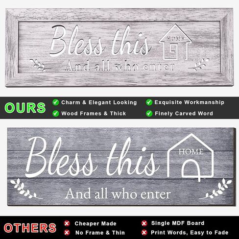 4 Pieces Mirrors for Wall Decor, Framed Wooden Farmhouse Mirror Decorative Wall Art, This is us Together Bless This Home Family Wall Decor for Living Room Bedroom Kitchen Entryway in Saudi Arabia