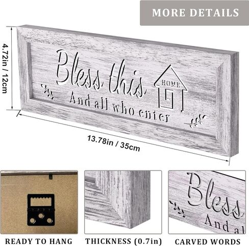 4 Pieces Mirrors for Wall Decor, Framed Wooden Farmhouse Mirror Decorative Wall Art, This is us Together Bless This Home Family Wall Decor for Living Room Bedroom Kitchen Entryway in Saudi Arabia