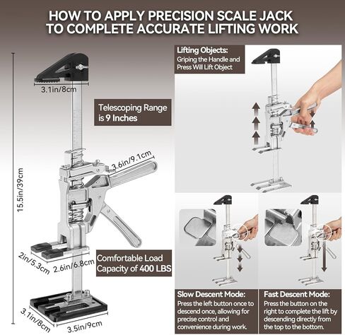 15.5 بوصة رافعة ذراع توفير العمالة 2 حزمة 400 رطل، وضعان للسرعة، أداة رفع يدوية من الألومنيوم، أداة رفع جاك 9 بوصة، تركيب الأثاث، أدوات النجارة، محدد موقع بلاط الحائط in Kuwait