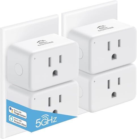 قابس ذكي صغير من EightREE متوافق مع شبكة Wi-Fi بسرعة 5 جيجا هرتز، مقابس ذكية تعمل مع Alexa وGoogle Home &SmartThings، مراقب الطاقة، جهاز التحكم عن بعد، مؤقت وجدول زمني، مقابس Wi-Fi 15A، 4 حزم in Kuwait