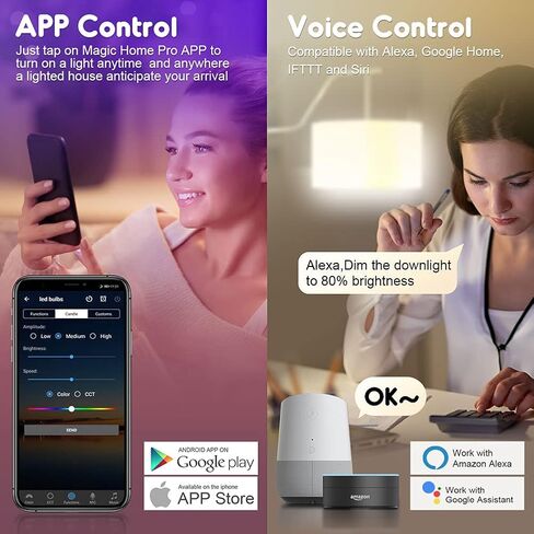 مصابيح الإضاءة الذكية من LAPURETE، LED RGBCW متغيرة الألوان، 85 وات مكافئة E26 9W WiFi Led Bulb، متوافقة مع Google Home Amazon Echo Alexa 2.4 جيجا هرتز WiFi فقط، لا تتطلب محورًا، 4 عبوات in Kuwait