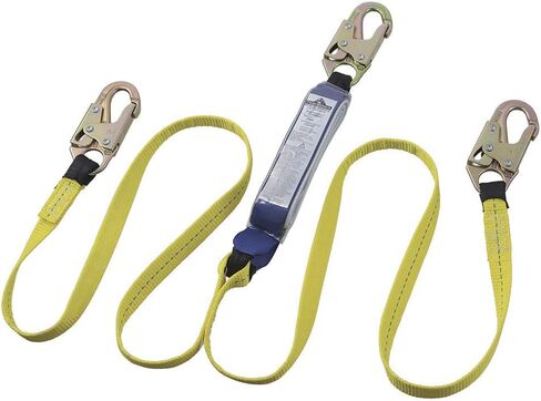 Peakworks Superior Grade, Heavy-Duty Polyester Webbing, UV and Abrasion Resistant, 6 ft. Double Leg Lanyard (2 Snap Hooks), Shock Absorber E6 Snap, Green, V8104406 in Saudi Arabia