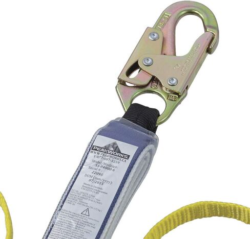 Peakworks Superior Grade, Heavy-Duty Polyester Webbing, UV and Abrasion Resistant, 6 ft. Double Leg Lanyard (2 Snap Hooks), Shock Absorber E6 Snap, Green, V8104406 in Saudi Arabia