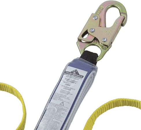 Peakworks Superior Grade, Heavy-Duty Polyester Webbing, UV and Abrasion Resistant, 6 ft. Double Leg Lanyard (2 Snap Hooks), Shock Absorber E6 Snap, Green, V8104406 in Saudi Arabia