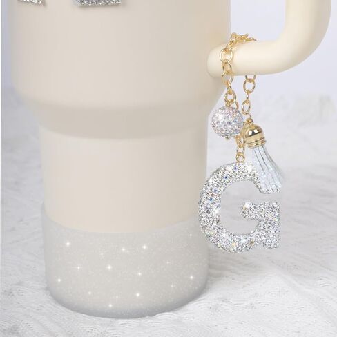 Letter Charms for Stanley Cup Handle,Silicone Boot Accessories Charms for Stanley Cup 40oz 30oz,Crown Straw Cover Topper & Diamond Sticker(M) in Saudi Arabia