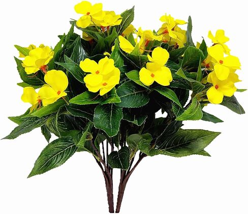 2 PCS Artificial Impatiens Flowers Silk Flowers Greenery Faux Impatiens Bushes Outdoors Indoor Patio Lawn Garden Pot Hanging Basket Porch Decor (Red) in Saudi Arabia