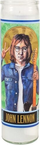 John Lennon Secular Saint Candle - 8.5 Inch Tall Glass Prayer Votive - Made in The USA in Kuwait