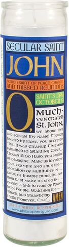 John Lennon Secular Saint Candle - 8.5 Inch Tall Glass Prayer Votive - Made in The USA in Kuwait