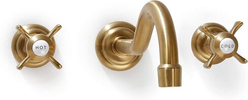 SITGES Antique Wall Faucet,Two Handle Bathroom Sink Wall Mount Faucet with Rough in Valve included,Gold Brushed in Saudi Arabia