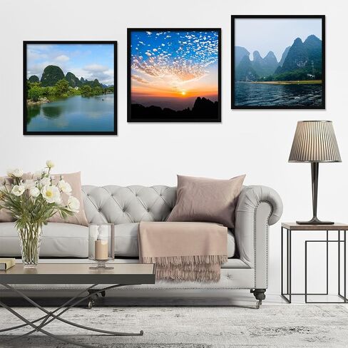 إطارات صور بلاستيكية أسيليك مربعة مقاس 12 × 12 بوصة، متوافقة مع 30 × 30 سم بدون حصيرة لعرض ملصقات الصور الفنية على الحائط، إطار أسود مع فيلم أكريليك، حزمة من 1 in Kuwait