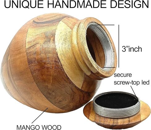 Handcrafted Wooden Urn for Adult Human Ashes with Velvet Bag Cremation Urns for Ashes Decorative Urns-Funeral Urns for Human Ashes-Elegant Cremation Urns-Medium Size URN up to 160 lbs in Kuwait