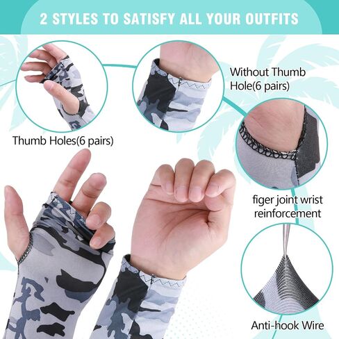 12 Pairs Cooling Arm Sleeves UV Protection Sun Sleeves for Women Men Outdoor Sports Running Golf Cycling (Camouflage Pattern) in Saudi Arabia