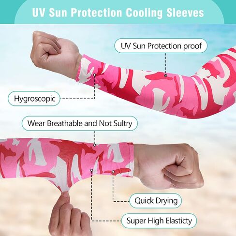12 Pairs Cooling Arm Sleeves UV Protection Sun Sleeves for Women Men Outdoor Sports Running Golf Cycling (Camouflage Pattern) in Saudi Arabia