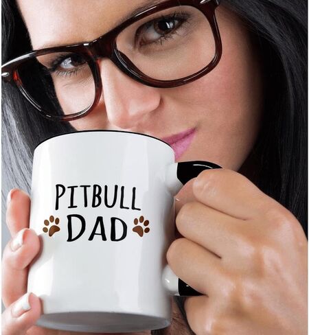 3dRose Pitbull Dog Dad Mug, 11 oz, Black in Saudi Arabia