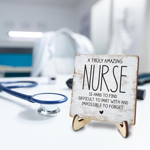 Decorative Desk Decor Motivational Nurse Gifts Positive Thank You Gifts Appreciation Plaque with Wooden Stand Inspirational Wood Sign for Nurse Women Coworker Home Office Table Bookshelf in Kuwait
