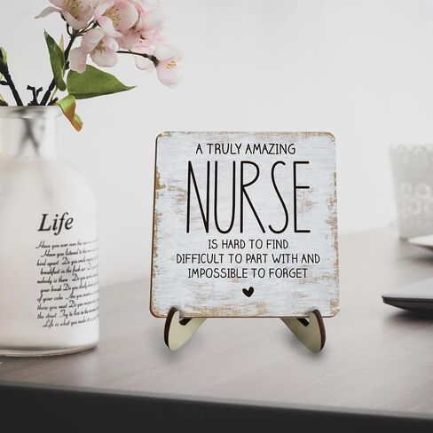 Decorative Desk Decor Motivational Nurse Gifts Positive Thank You Gifts Appreciation Plaque with Wooden Stand Inspirational Wood Sign for Nurse Women Coworker Home Office Table Bookshelf in Kuwait