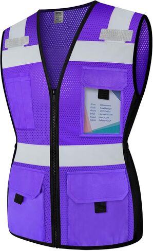 TCCFCCT Safety Vest for Women 11 Pockets Mesh Reflective Vest with Zipper, High Visibility Neon Construction Work Vest for Lady Surveyors/Warehouse, Snug-Fit, Durable, ANSI Compliant, Black XS in Saudi Arabia