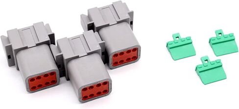 DT06-8SA DT04-8P 8 Pin Way Waterproof Electrical Wire Connector with Gray Solid Contacts Wire-to-Wire 14-20 AWG with Sealing Plugs for Automotive, 3 Sets in Saudi Arabia