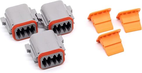 DT06-8SA DT04-8P 8 Pin Way Waterproof Electrical Wire Connector with Gray Solid Contacts Wire-to-Wire 14-20 AWG with Sealing Plugs for Automotive, 3 Sets in Saudi Arabia