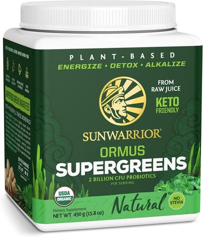 Sunwarrior Vegan Organic Greens Probiotic Powder | 2 Billion CFU Probiotics Organic Raw Juice Soy Free Gluten Free Dairy Free Sugar Free Kosher | Mint 90 Servings | Ormus Supergreens in Saudi Arabia