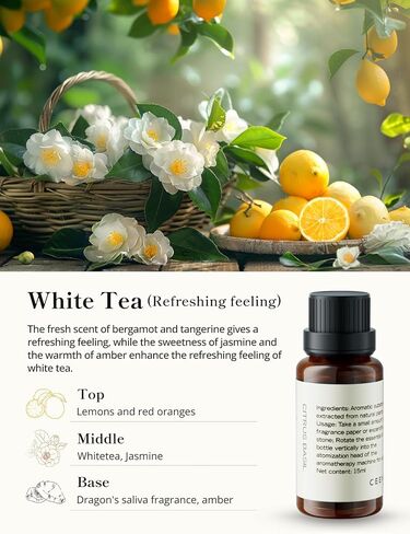 زيوت Ceeniu Pure Aroma العطرية، تكنولوجيا استخلاص جديدة 2024، طبيعية 100%، 15 مل من زيوت الشاي الأبيض الأساسية، صحية للبشرة، استمتع بحياة جيدة in Kuwait