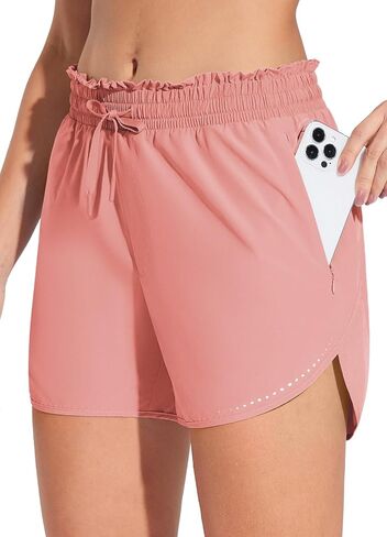 BALEAF Women's 4" Running Athletic Shorts Zipper Pockets Quick Dry Lightweight Shorts with Liner Workout Gym Sports Summer in Saudi Arabia