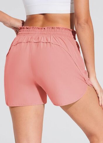 BALEAF Women's 4" Running Athletic Shorts Zipper Pockets Quick Dry Lightweight Shorts with Liner Workout Gym Sports Summer in Saudi Arabia