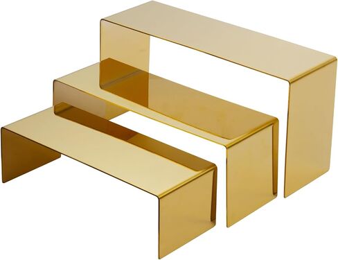 Stainless Steel Display Risers Stand, 3 Pcs Gold Purse Display Holder Stands, Luxury Desktop Risers Product Prop Showcase Stand for Vendors Perfume Handbag Shoes Jewelry Figures Sunglasses Trophy in Saudi Arabia