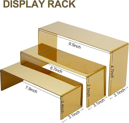 Stainless Steel Display Risers Stand, 3 Pcs Gold Purse Display Holder Stands, Luxury Desktop Risers Product Prop Showcase Stand for Vendors Perfume Handbag Shoes Jewelry Figures Sunglasses Trophy in Saudi Arabia