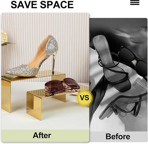 Stainless Steel Display Risers Stand, 3 Pcs Gold Purse Display Holder Stands, Luxury Desktop Risers Product Prop Showcase Stand for Vendors Perfume Handbag Shoes Jewelry Figures Sunglasses Trophy in Saudi Arabia