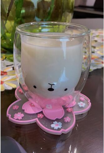 ساكورا فنجان القهوة حصيرة kawaii كوستر 2pcs لطيف زهر الكرز البلاستيكية المنزل الشاي القدح الوردي زهرة نمط المضادة للانزلاق وعاء وعاء وسادة تحديد الموقع لمكتب شرب الجدول الديكور kawaii الملحقات (صغير) in Saudi Arabia