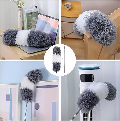 Dusters for Cleaning, 6 PCS Microfiber Feather Gap Dust Cleaner with Extension Pole 30'' to 100'', Extendable Bendable Reusable Long Handle Duster Kit for Cleaning High Ceiling Fan/Furniture/Cars in Saudi Arabia