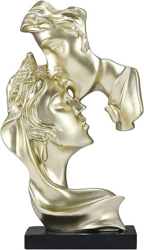 XINXAUN Gold Home Decor Lovers Kiss Couples Figurine Statue Sculpture Abstract Decor for Living Room, Office, Bedroom - Aesthetic Decoration for Bookshelves, Tables (Gold Kiss Couples Figurine) in Kuwait
