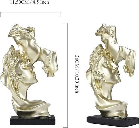 XINXAUN Gold Home Decor Lovers Kiss Couples Figurine Statue Sculpture Abstract Decor for Living Room, Office, Bedroom - Aesthetic Decoration for Bookshelves, Tables (Gold Kiss Couples Figurine) in Kuwait